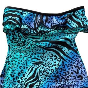 Serina Swimsuit shades of  blue leopard print